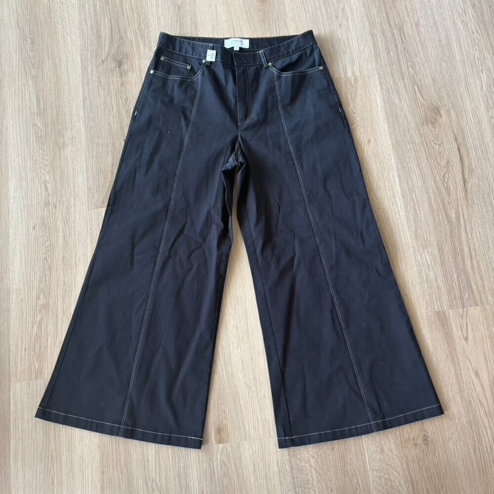 La Ligne Caro Pant Black wide leg cotton Size 10 - Picture 2 of 9